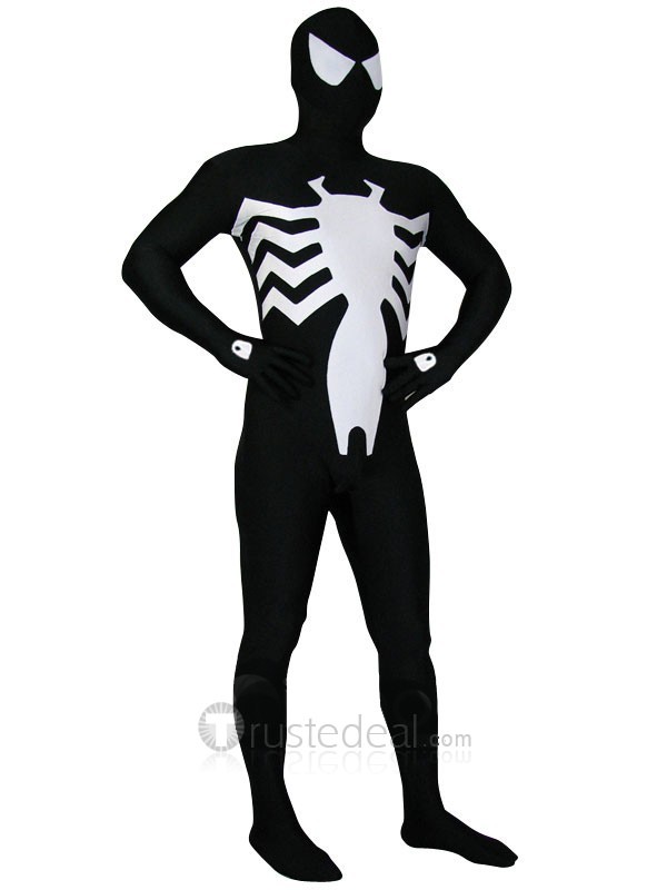 Halloween Costumes Black and White Spiderman Zentai - Click Image to Close